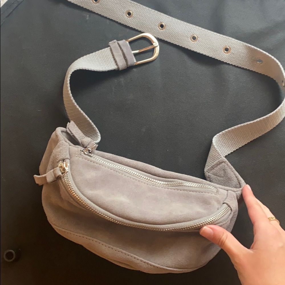 Grey suade urban outfitters fanny pack